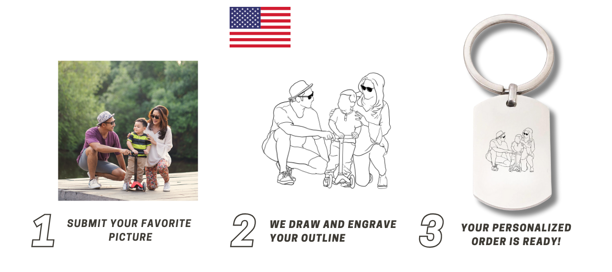 personalisierter Schlüsselanhänger Line Art