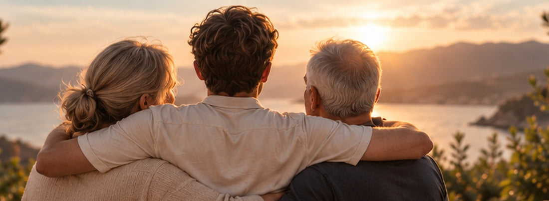 Familienmoment bei Sonnenuntergang: Geschenke für Eltern mit gemeinsamen Erinnerungen